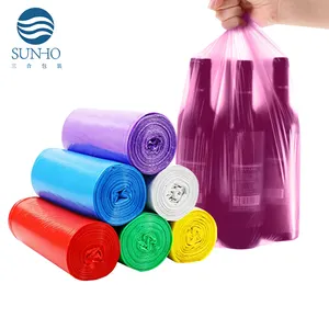 SUNHO การออกแบบใหม่ถุงขยะสีย่อยสลายได้ทางชีวภาพที่ย่อยสลายได้สีเขียวสีฟ้าสีแดงใสสีม่วงถุงพลาสติกถังขยะ