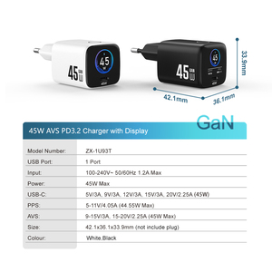 <span class=keywords><strong>Cargador</strong></span> Display Gan de 45 W, Tipo C, Carga Rápida AVS para Apple <span class=keywords><strong>iPhone</strong></span>, Macbook, Adaptador de Teléfono, <span class=keywords><strong>Cargador</strong></span> PD <span class=keywords><strong>Original</strong></span> de 45 W para Samsung - Product Image 6