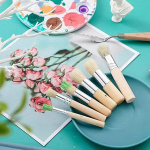 Bview Art Lot de 5 pinceaux à manche en bois à poils naturels <span class=keywords><strong>pour</strong></span> la peinture de maison, - Product Image 6