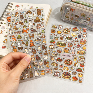 Pegatinas troqueladas de animales lindos para picnic, de papel sintético de alta calidad, con personajes de comida de dibujos animados, para diario, álbum de recortes, planificador, bricolaje - Product Image 4