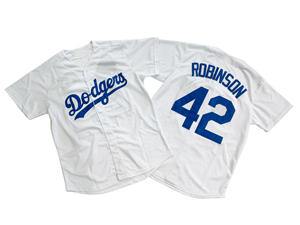 Оптовые бейсбольные футболки на заказ с символикой Лос-Анджелес Доджерс, 100% полиэстер, дышащие, сшитые, командная форма - Product Image 4