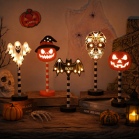 Lampe LED citrouille en acrylique pour Halloween, fonctionnant sur piles, lampe sur pied, décoration de table effrayante pour maison hantée, fête, cheminée