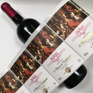Papier texturé de luxe personnalisé estampage de feuille d'or étiquettes de bouteille de vin étanches rouleau d'autocollant étiquettes en relief pour bouteille en verre