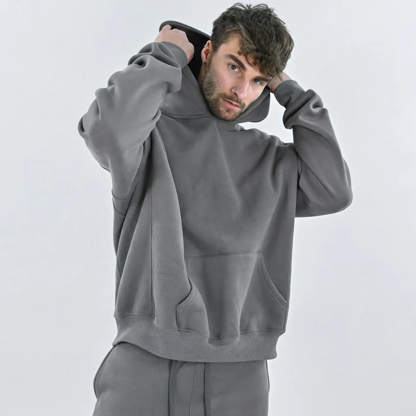 OEM sweat à capuche lourd qualité 100% coton tissu polaire sweat à capuche personnalisé 400gsm hommes sweats à capuche surdimensionnés