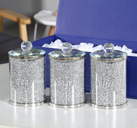 Ensemble de pots en verre pour le café, le sucre et le thé, en diamant broyé, pour les grossistes