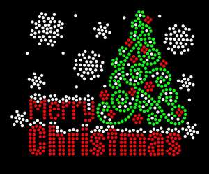 قبعة سانتا كلوز نعتقد عيد الميلاد سباركلي الحديد على حجر الراين الكريستال بلينغ تي شيروتي نقل - Product Image 4