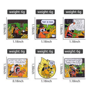 Spille Smaltate a Forma di Cane con Design Cartoon, Badge Divertenti 'This Is Fine' per Bambini - Product Image 5