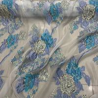 Meistverkaufter Knitterresistenter Garngefärbter Organza-Jacquard mit Großen Blumen Metallischer Stoff für Damenkleider & Bühnenbekleidung