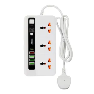 Universal Outlets Timer Sockets Eu Power Strip With USB Port PD20W QC3.0 Quick Charger 2M Wire Extension Socket 10A 250V 3000W