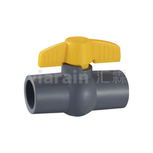 회색 몸체가있는 노란색 손잡이 <span class=keywords><strong>PVC</strong></span> 볼 밸브 물 플라스틱 밸브 용 수동 나비 소켓 나사 - Product Image 1
