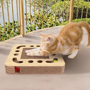 Arbre à <span class=keywords><strong>chat</strong></span> multifonctionnel en carton, durable et antidérapant, avec griffoir réglable - Product Image 3