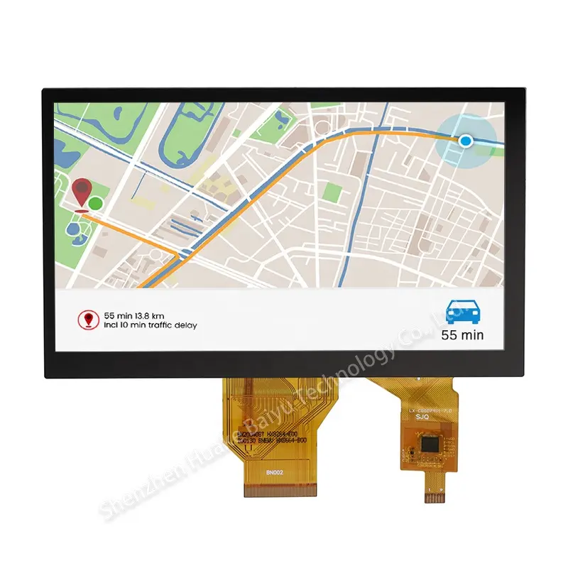Tela de toque capacitiva para carro GPS Navigator, Tela LCD RGB de 50 pinos de alto desempenho, 7 polegadas, 800x480, Módulo TFT de 7 polegadas