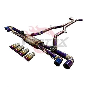 Échappement Catback Vortex Titanium Violet pour BMW X5M F95 X6M F96 4.4T S63 avec silencieux central et embouts quadruples violets, ligne de modification U - Product Image 3