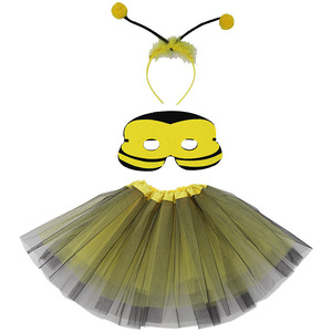 Enfants princesse Tulle Tutu jupe bandeau masque pour les yeux ensemble petite abeille trois pièces carnaval Halloween fête Costume décoration - Product Image 3