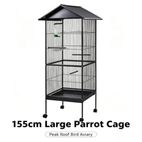 Vente Flash Grande Cage Carrée en Plastique pour Perroquets et Canaris, Motif à Pois, Plateau en Plastique, Fermeture Coulissante Horizontale, Volière Extérieure pour Oiseaux