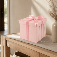 Boîte cadeau carrée surdimensionnée à marque privée, logo personnalisé, faible MOQ, avec ruban, nœud et poignée en cordon, emballage vide pour cadeaux OEM ODM