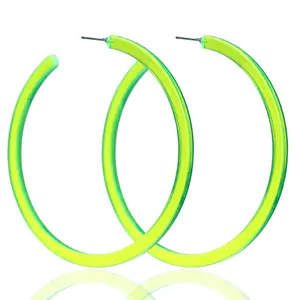 Summer Acrylic Hoop Earring Neon Color Large Earring Hoops