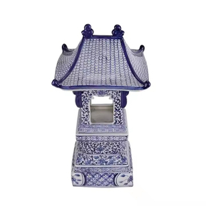 Antiguo chino <span class=keywords><strong>azul</strong></span> blanco cerámica Pagoda diseño contemporáneo jarrón de mesa <span class=keywords><strong>pabellón</strong></span> decorativo adorno de porcelana - Product Image 3