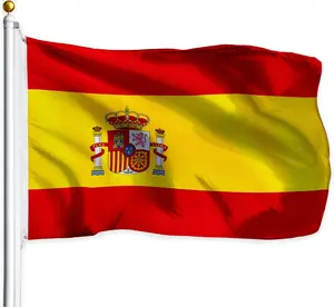 Heyuan kustom 3ftx5ft bendera nasional Spanyol poliester dengan kuningan grommet 3x5 kaki bendera warna merah kuning