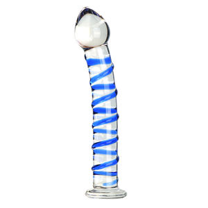 Colored Striped Transparent Glass <strong>Dildo</strong>, Female Masturbator Sex Toy - Product Image 6