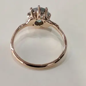 แหวนหมั้นเพชรแบบกลมสีฟ้าสำหรับ925คอลเลกชันแหวนเพชรที่สง่างามเน้นเงินสเตอร์ลิง - Product Image 2