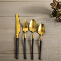 Bulk Stainless Steel Gold Flatware Set with Multi Color Tapered Handle for Wedding Party and Hotel Restaurant Table Use