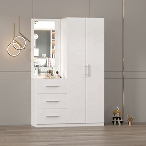 Armario de Dormitorio Zq con Espejo, Armario Blanco con Acabado Brillante, <span class=keywords><strong>Roperos</strong></span> <span class=keywords><strong>y</strong></span> <span class=keywords><strong>Closets</strong></span> con Cajón de Almacenamiento - Product Image 5