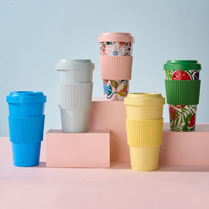 Rpet biểu tượng tùy chỉnh có thể tái chế cốc thanh lịch nhựa tái sử dụng cốc cà phê in ấn <span class=keywords><strong>Mug</strong></span> với Silicone Nắp - Product Image 1