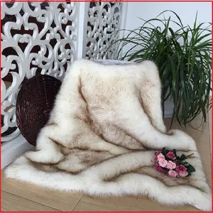 热销高品质暖冬白狐人造毛毛毯