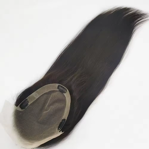 Perruque toupet pour <span class=keywords><strong>femme</strong></span> en cheveux humains Remy, tissée à la main, à clipser, naturelle, indienne, pour blond, lisse soyeux, 100% cheveux humains - Product Image 4