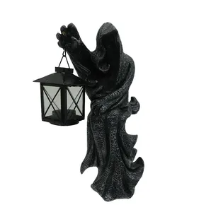 顶级优雅万圣节花园装饰地狱信使灯笼装饰女巫树脂雕塑装饰幽灵雕像