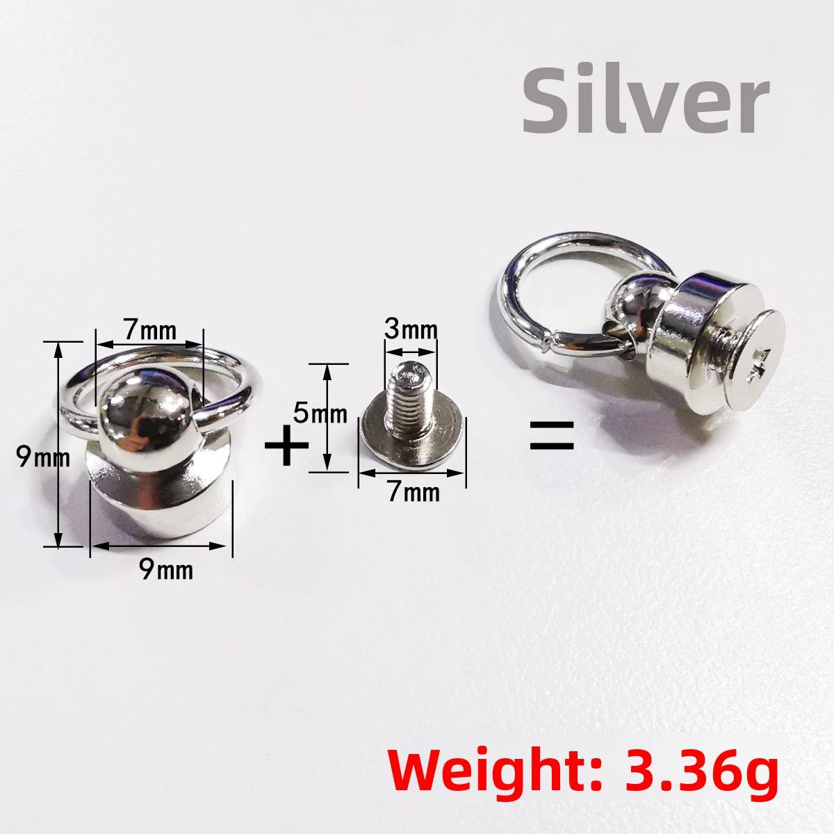 Boucle large argentée, vis de 5,5 mm