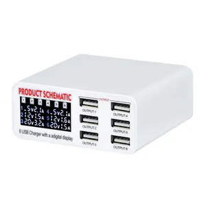 Bestseller kunden spezifischer 6USB-Anschluss QC3.0 5V 9V 12VLED Display Stroms pannung Handy-Ladegerät