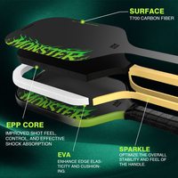 Raquettes de pickleball personnalisées JUSAIN Factory GEN 5, noyau en mousse de 16 mm d'épaisseur, surface texturée, vente en gros OEM