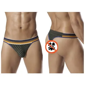 Custom Beste kwaliteit mode strepen sexy grappig thongs voor mannen