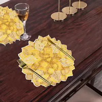 38cm फूल आकार अनियमित गुलाब सोने कम MOQ पीवीसी टेबल Placemat