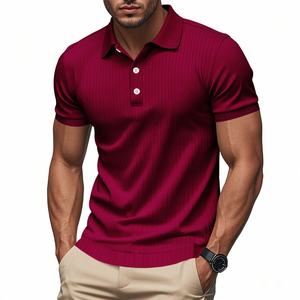 Camiseta americana de verano para hombre, estación independiente, solapa elástica de seda helada de secado rápido para traje de Polo, diseño de tira sólida - Product Image 4