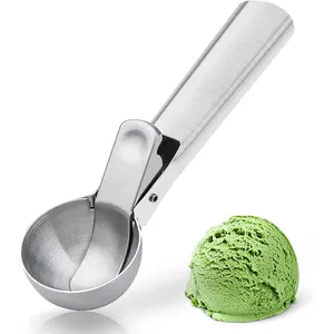 Cuchara de helado de acero inoxidable, accesorio de cocina prémium con gatillo