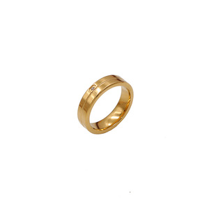 Geometric <b>Titanium</b> Steel <b>Ring</b> Gold Bezel Setting Unisex Everyday Wear - Product Image 5