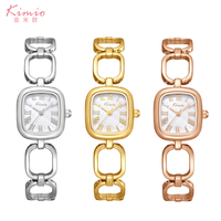 Montre à quartz élégante pour femme Kimio, cadran carré en nacre, chiffres romains, bracelet à maillons ajourés, montre-bracelet tendance pour femme, vente en gros