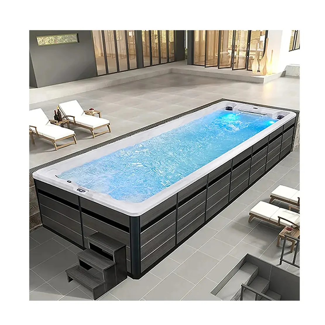 wholesale fiberglass 8m length swim jet outdoor acrylic swimming pool for home