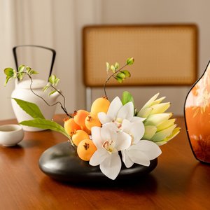 Arreglo Floral de Flor de Nuez de Jamaica Artificial, Flor de Seda en Jarrón, Decoración para el Hogar, Centro de Mesa - Product Image 3
