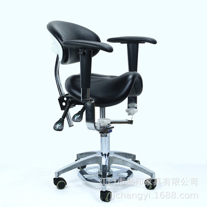 Pinyin <b>Microscope</b> Chair Black Leather Height Adjustable Swivel Doctor <b>Dental</b> Lab Saddle Chair With Armrests And Wheels - Product Image 4