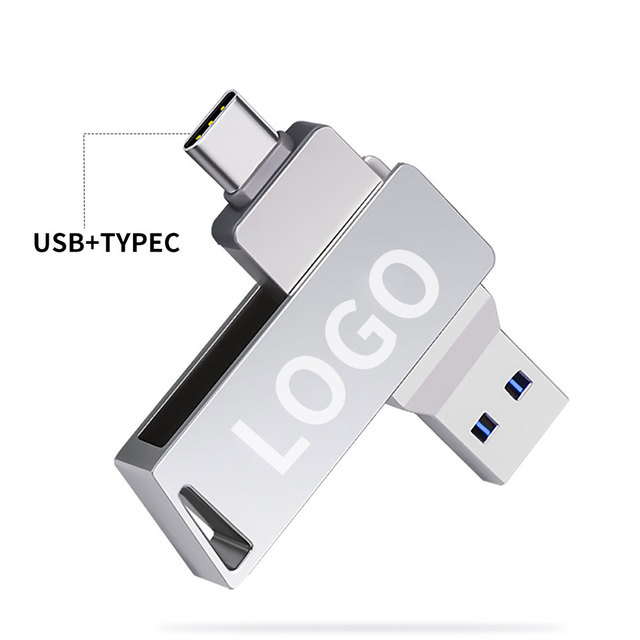 Custom logo Metal USB Flash Drive High Speed USB3.0 8GB-128GB TYPE-C Pen Drive OTG Memory Stick Rotatable Bulk Stick Clé USB