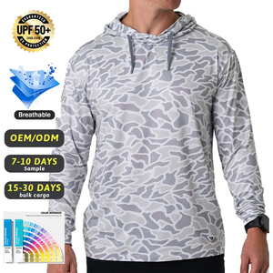 New UPF50+ Polyester Sunscreen UV Long Sleeve Performance <strong>Camo</strong> Fishing Wear Quick Dry Fishing Shirt Lightweight Fishing Hoodie - Product Image 1