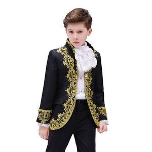 Costume de prince pour enfants, costume de blazer gothique victorien pour garçons, tenue royale de roi avec broderie - Product Image 3