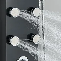 Système de Douche SUS304 Grand Succès Salle de Bain Acier Inoxydable Panneaux de Douche Cascade LED Colonne de Douche Murale Noire
