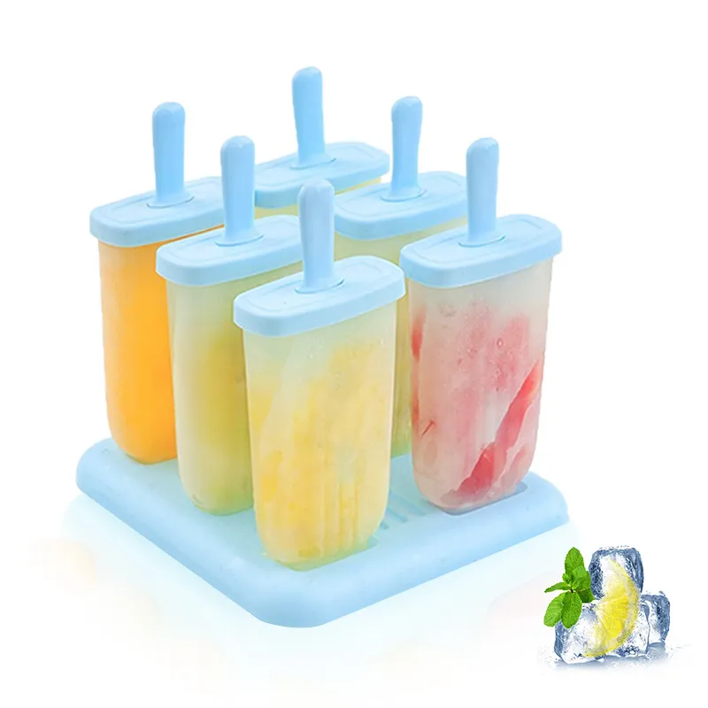थोक 6 छेद सुरक्षा पीपी प्लास्टिक बर्फ पॉप कंटेनरों उपकरण आइस क्रीम Popsicle मोल्ड