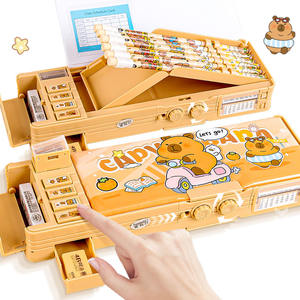 Öğrenciler için çok fonksiyonlu Kapibala şifre-kilit kalem kutusu erkek kızlar için plastik Metal malzemeler ile çift taraflı tasarım - Product Image 1