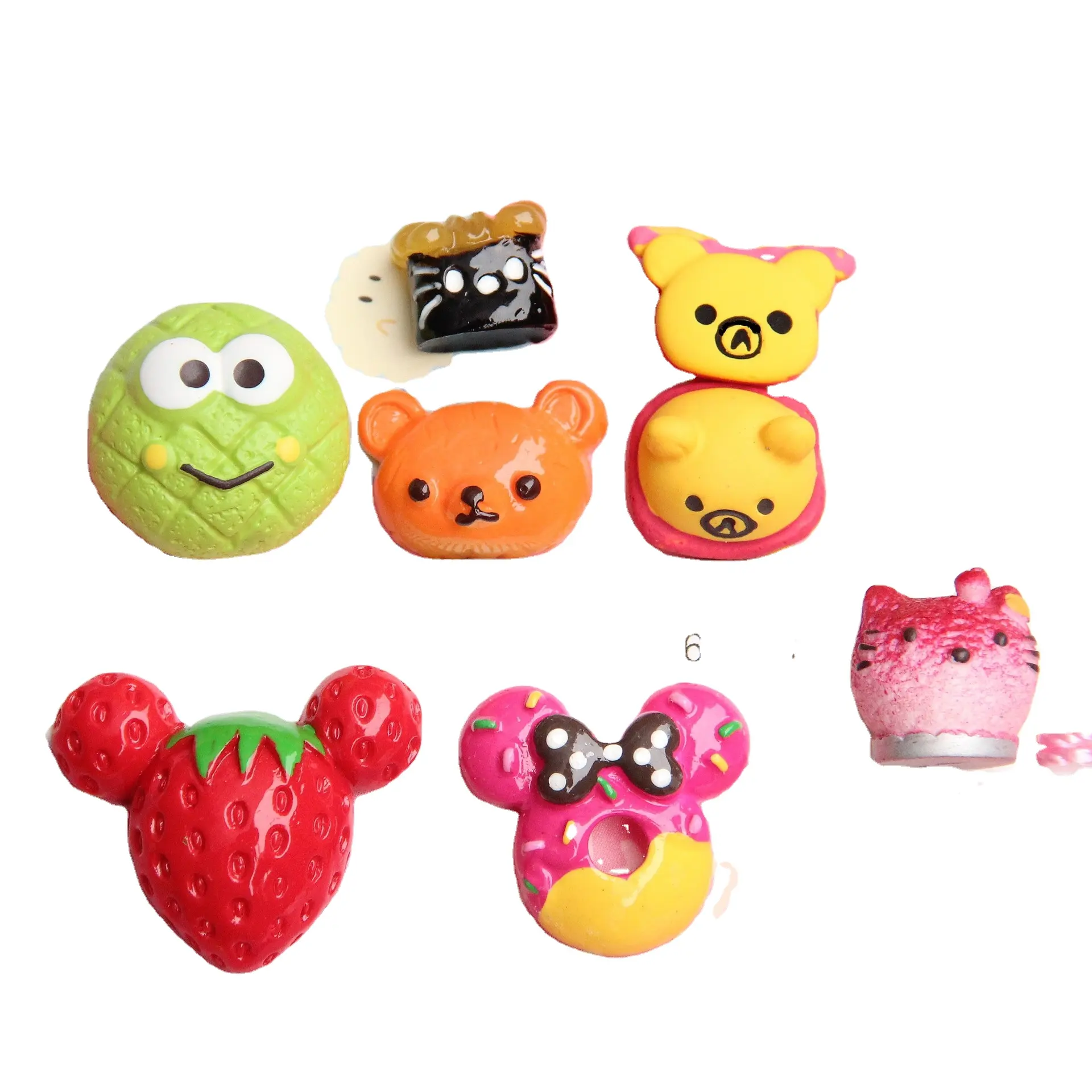 थोक स्ट्रॉबेरी मिकी Minnie डोनट लघु राल रोटी खाद्य खिलौनों DIY फोन के मामले में क्रीम गोंद बाल के लिये कांटा आकर्षण सामान